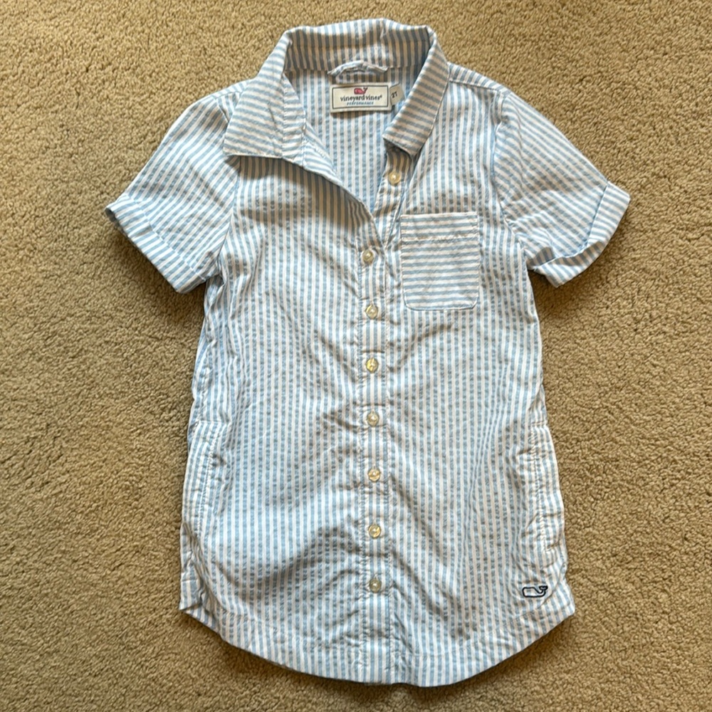 Vineyard Vines Blue and White Striped Kids Dress